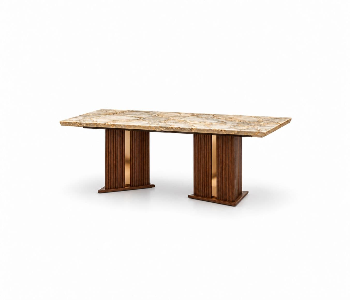 Image 12 for Dining Table 1+6 Seater Trio / DC 32 / Cogo Marble Top Ash Wood With Metal Grip Base 66*36 (BS-WF)