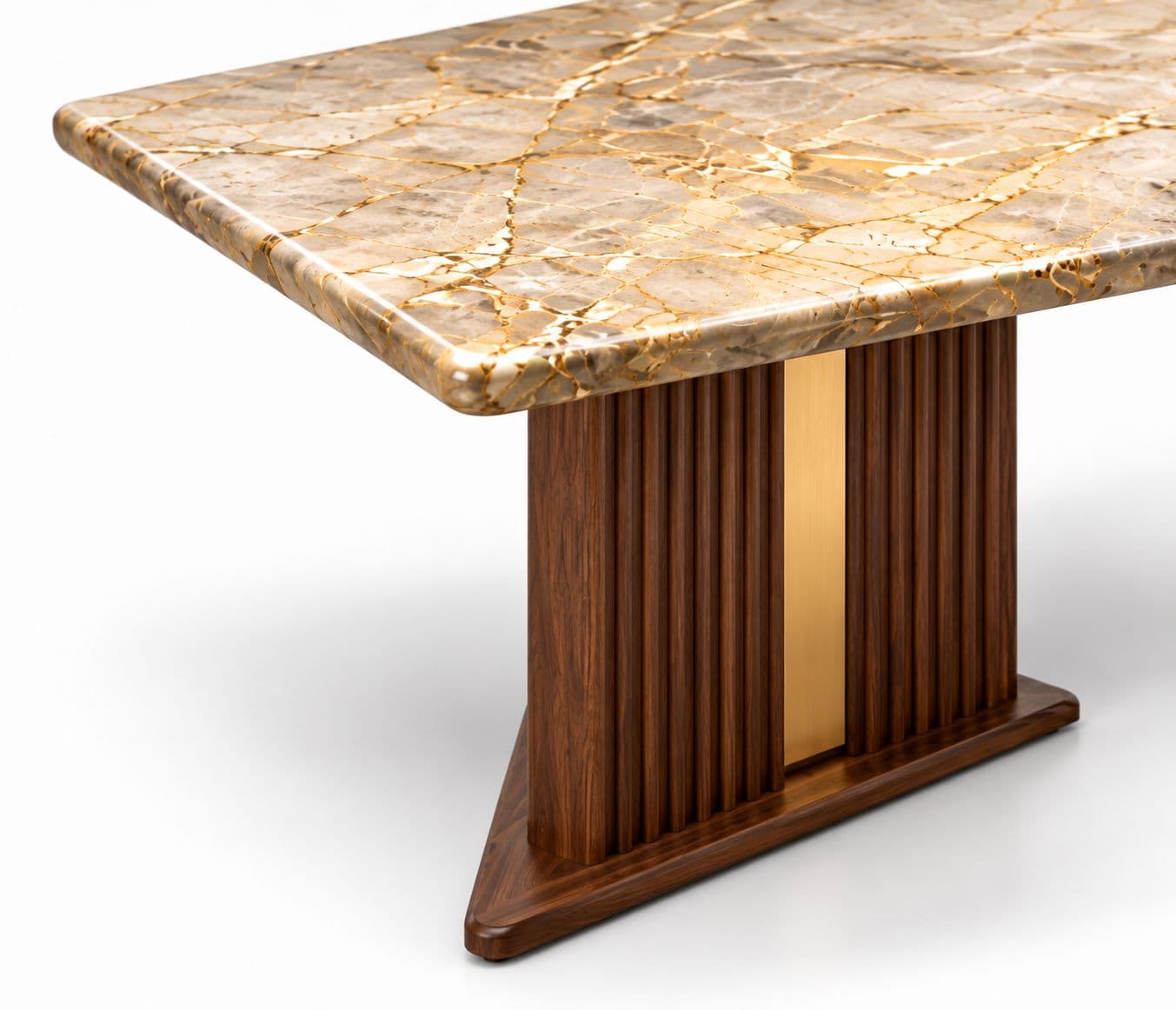Image 17 for Dining Table 1+6 Seater Trio / DC 32 / Cogo Marble Top Ash Wood With Metal Grip Base 66*36 (BS-WF)