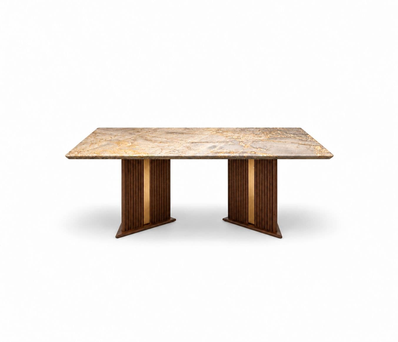 Image 18 for Dining Table 1+6 Seater Trio / DC 32 / Cogo Marble Top Ash Wood With Metal Grip Base 66*36 (BS-WF)