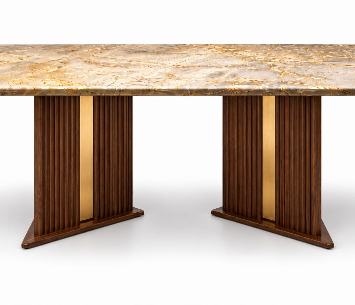 Image 13 for Dining Table 1+6 Seater Trio / DC 32 / Cogo Marble Top Ash Wood With Metal Grip Base 66*36 (BS-WF)