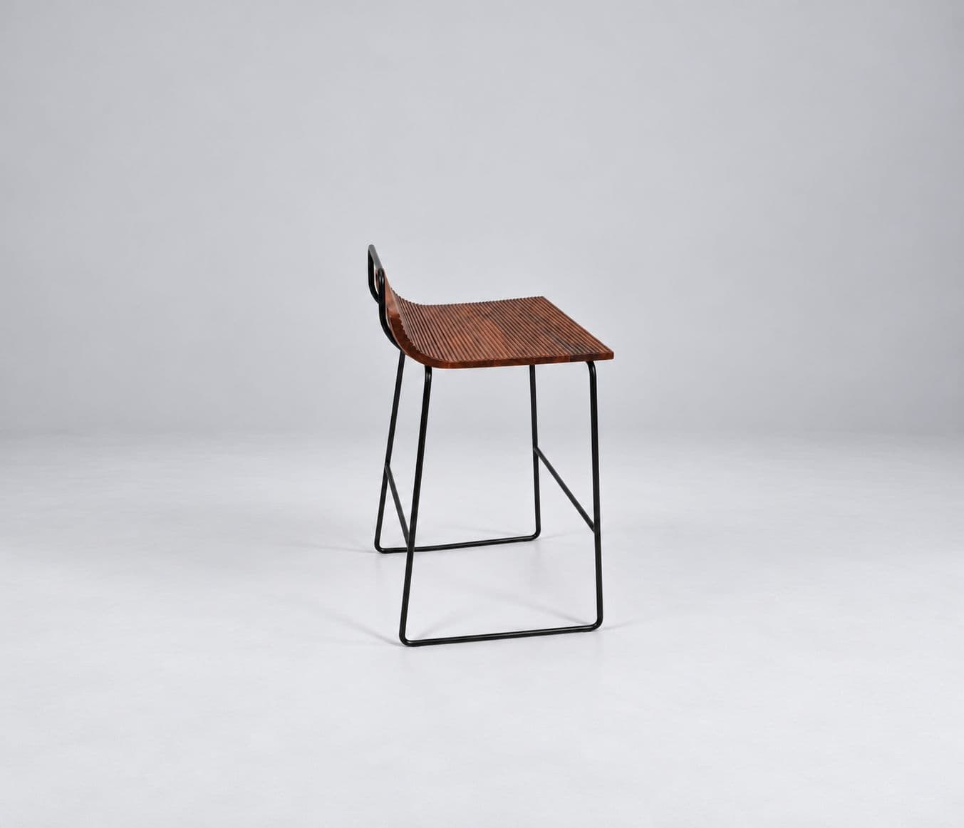 Image 7 for Hardley Bar Stool Curved Wooden Seat With A Slatted Design Paired With A Sleek Tubular Metal Frame And Integrated Foot Rest (HYD OTD)
