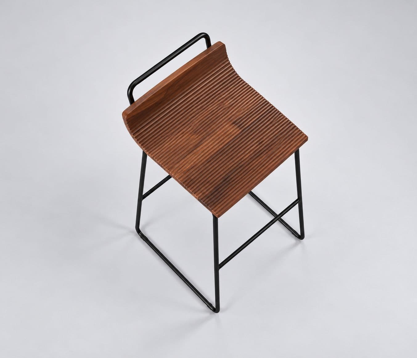 Image 9 for Hardley Bar Stool Curved Wooden Seat With A Slatted Design Paired With A Sleek Tubular Metal Frame And Integrated Foot Rest (HYD OTD)