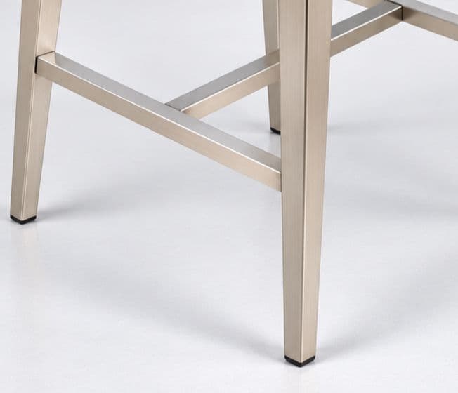 Image 7 for Bar Stool Single Seater Curved Cushioned Backrest With Black Leatherette Integrated Padded Armrests Metal Frame With A Brushed Stainless Four Tapered Metal Legs (HYD OTD)