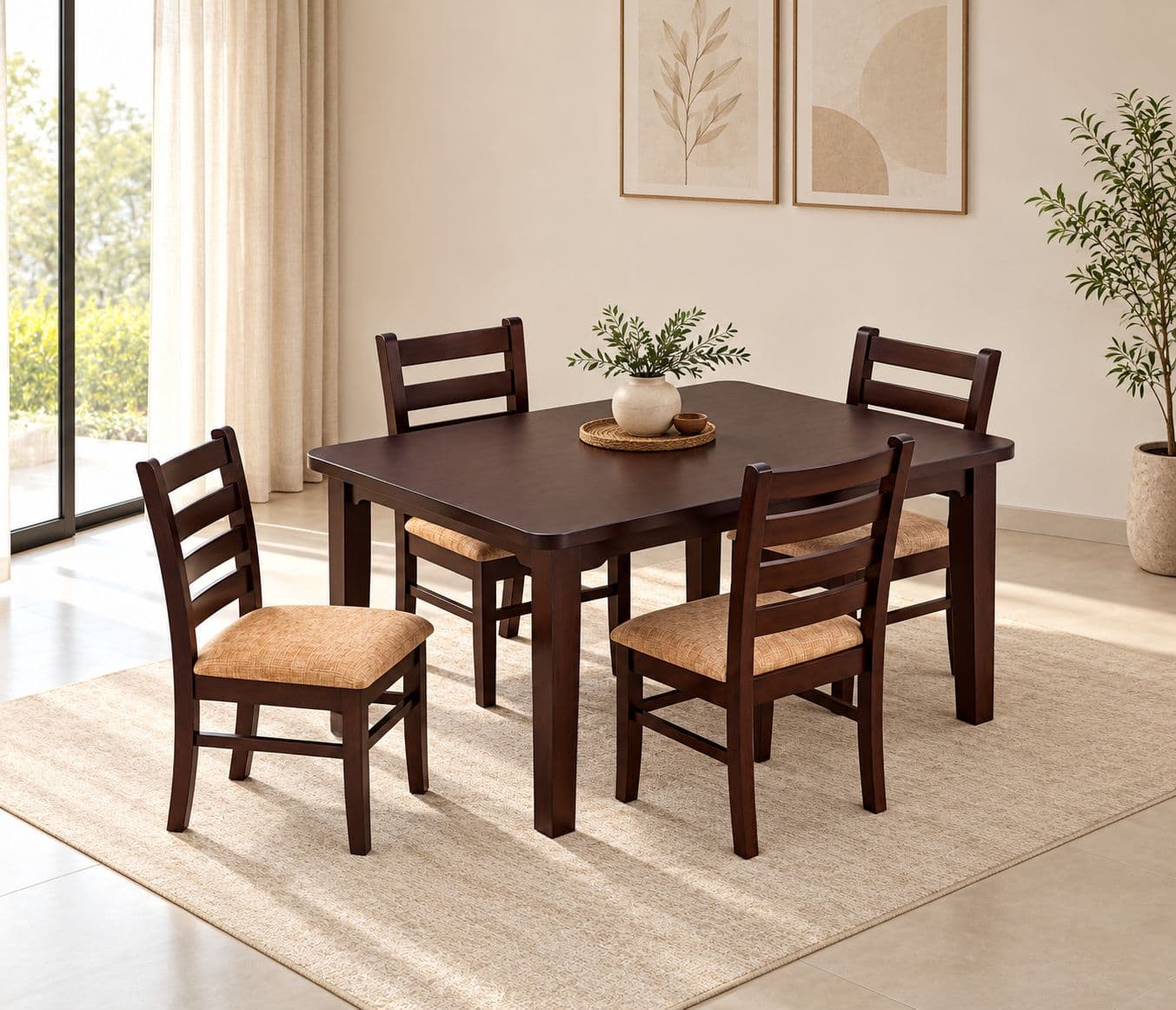 Image 1 for Bhagath Package Dining Table 1+4 Seater With Wood (WH)
