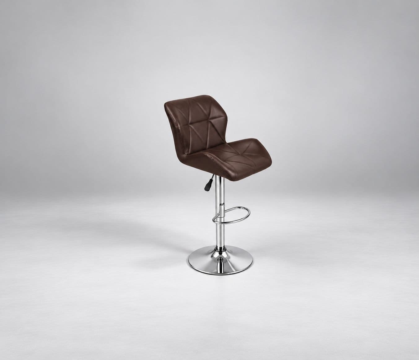 Image 4 for Bar Stool Dark Brown Cushioned Leatherette Metal Internal Support Frame Circular Chrome- Metal Footrest (HYD OTD)
