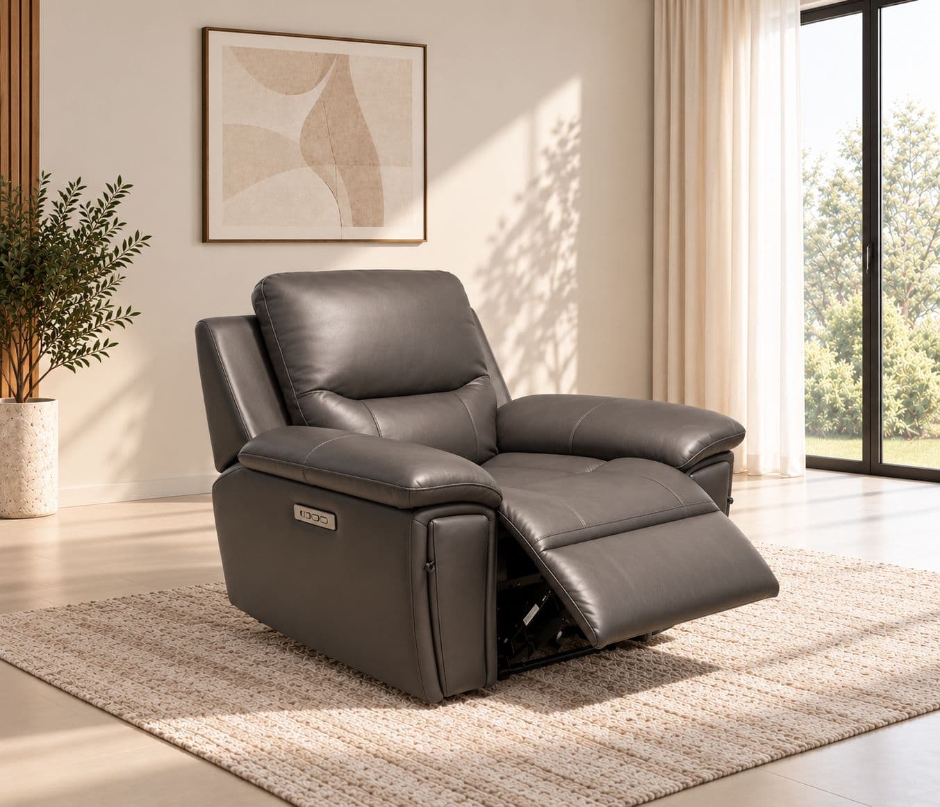 Manwah U71191M Single Seater Dual Motor Recliner Body Touch Leather