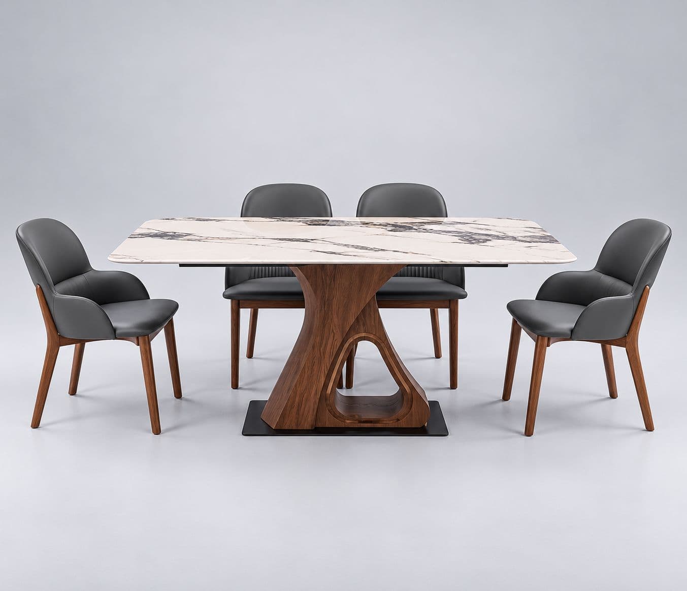 Image 5 for Dining Set 1+6 Seater 182-136 Chairs Leatherette With Rubber Wood Base Laminate With PVD (BWD)