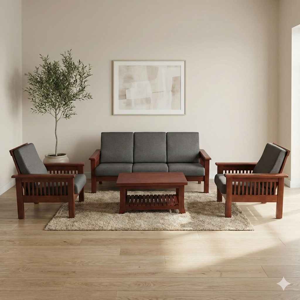 Monark Royal Sofa 3+1+1 Seater Molfino Fabric(Grey) (EC)(BWD)(HYD)