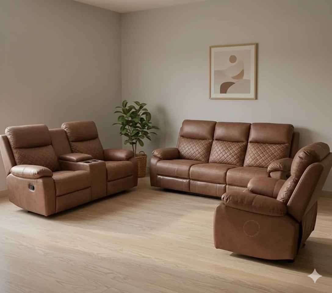 R20 3+2 With Console Electric Recliner And 1S Electric Recliner Micro Suede Fabric (SKN)(BS - BSK)(BTM)(HYD)