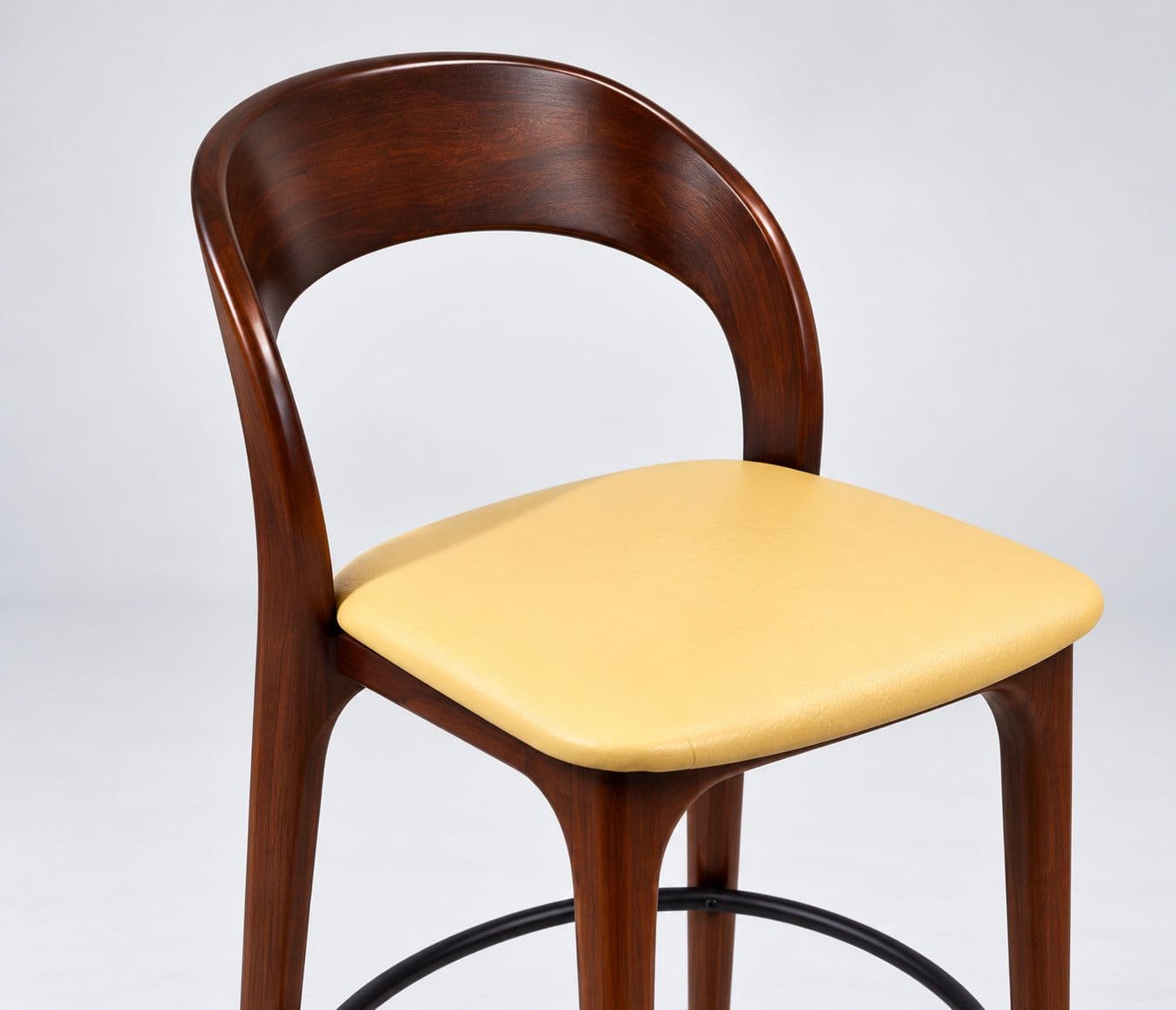 Image 3 for Bar Stool Chair Single Seater Curved Wooden Backrest With A Smooth Polished Finish Four Tapered Wooden Legs (HYD OTD)