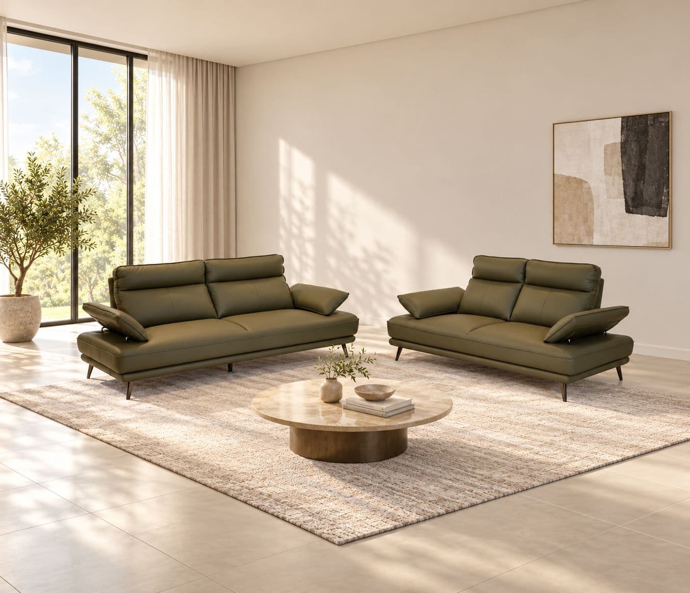 Image 1 for ZM958 Sofa Set 3+2 Seater Body Touch Leather (HYD)(CP)