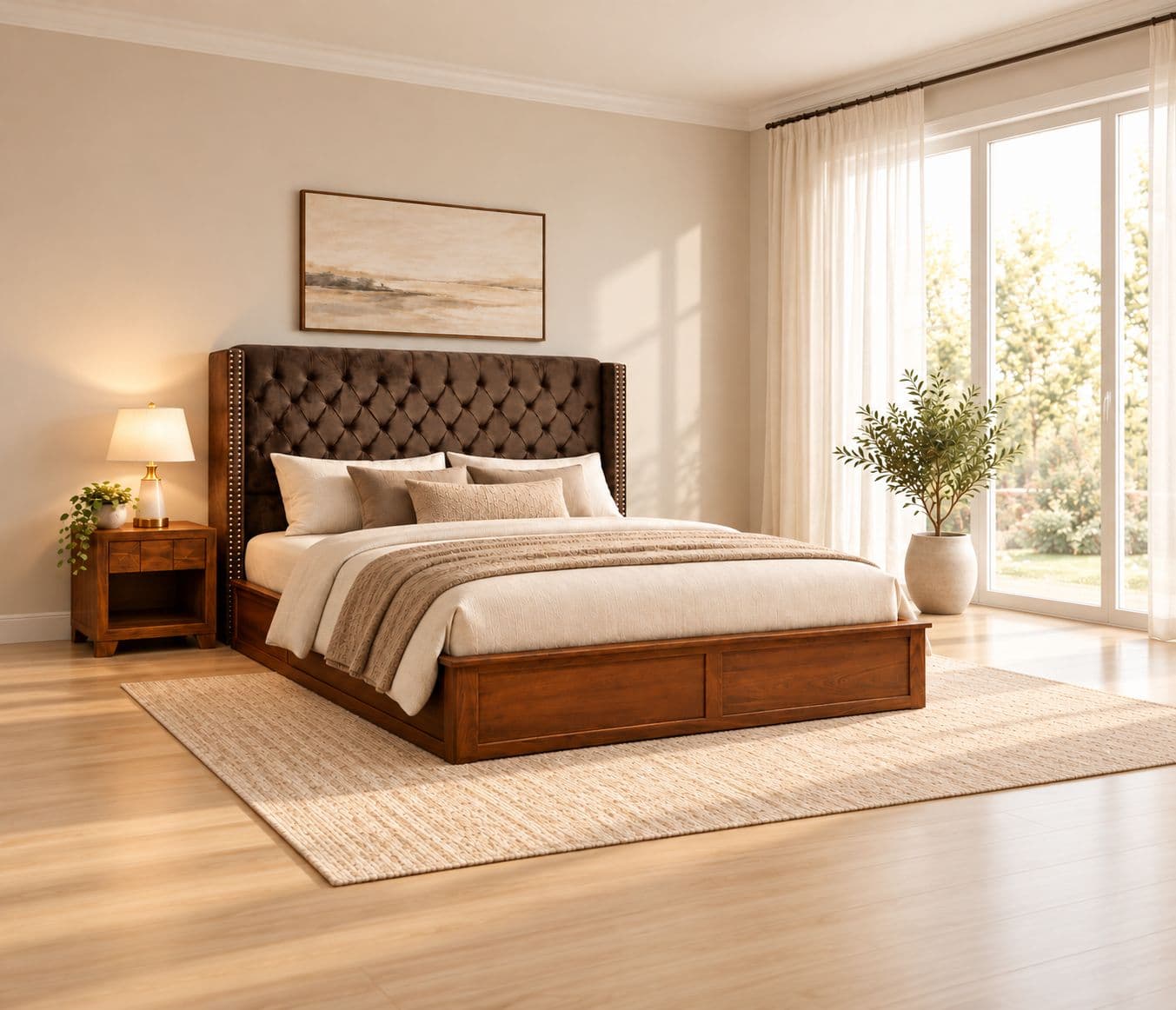 Imperium Sienna King Size 78x72 With Box Storage Teak wood (WF)