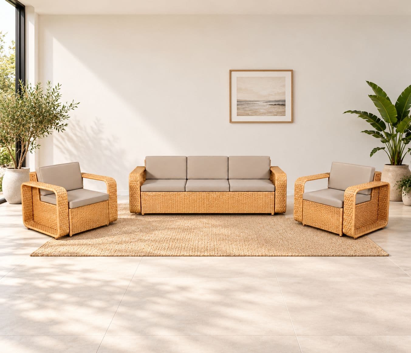ODR-04 (Wicker) Sofa Set 3+1+1 Seater And With Black Cushion (RCH SW) (OWD)