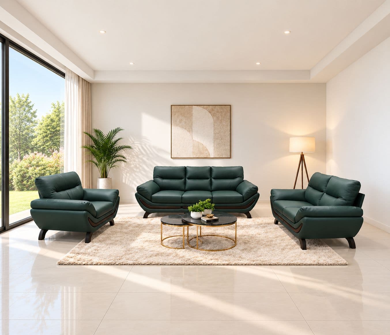 Florida Sofa Set 3+2+1 Seater Body Touch Half Leather (BTM OTD)