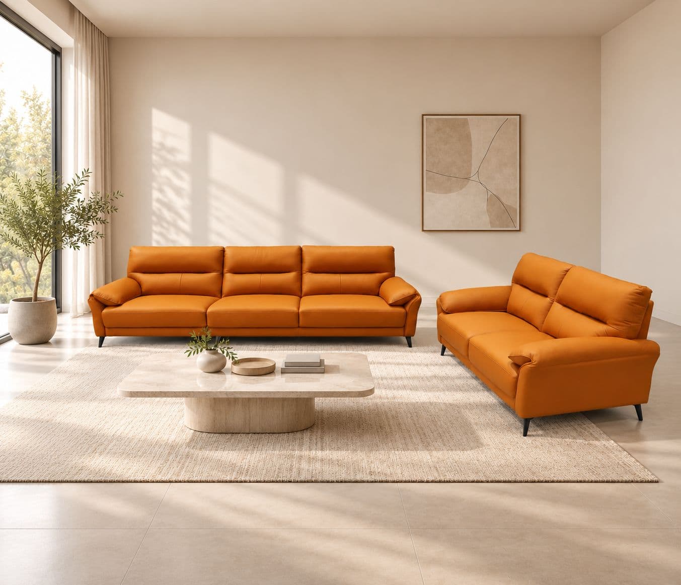 ZM978-Sofa 4 +2 Seater -1802 Peru Tan Top Grain Leather+PVC (HYD)