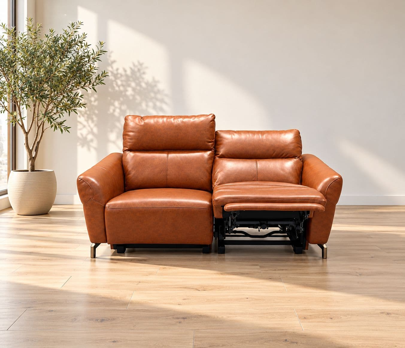 Image 1 for 3935-3S-E-B1125-65 Sofa Set Electrical Recliner 3 Seater Imported Brown Half Leather (WH)(CP)