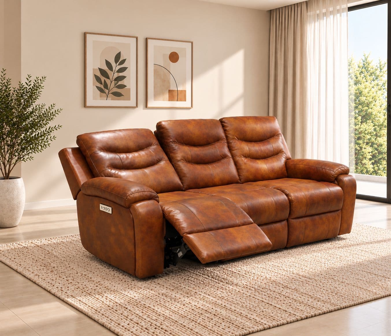 Manwah U70731HM 3+2+1 Power Recliner Leather