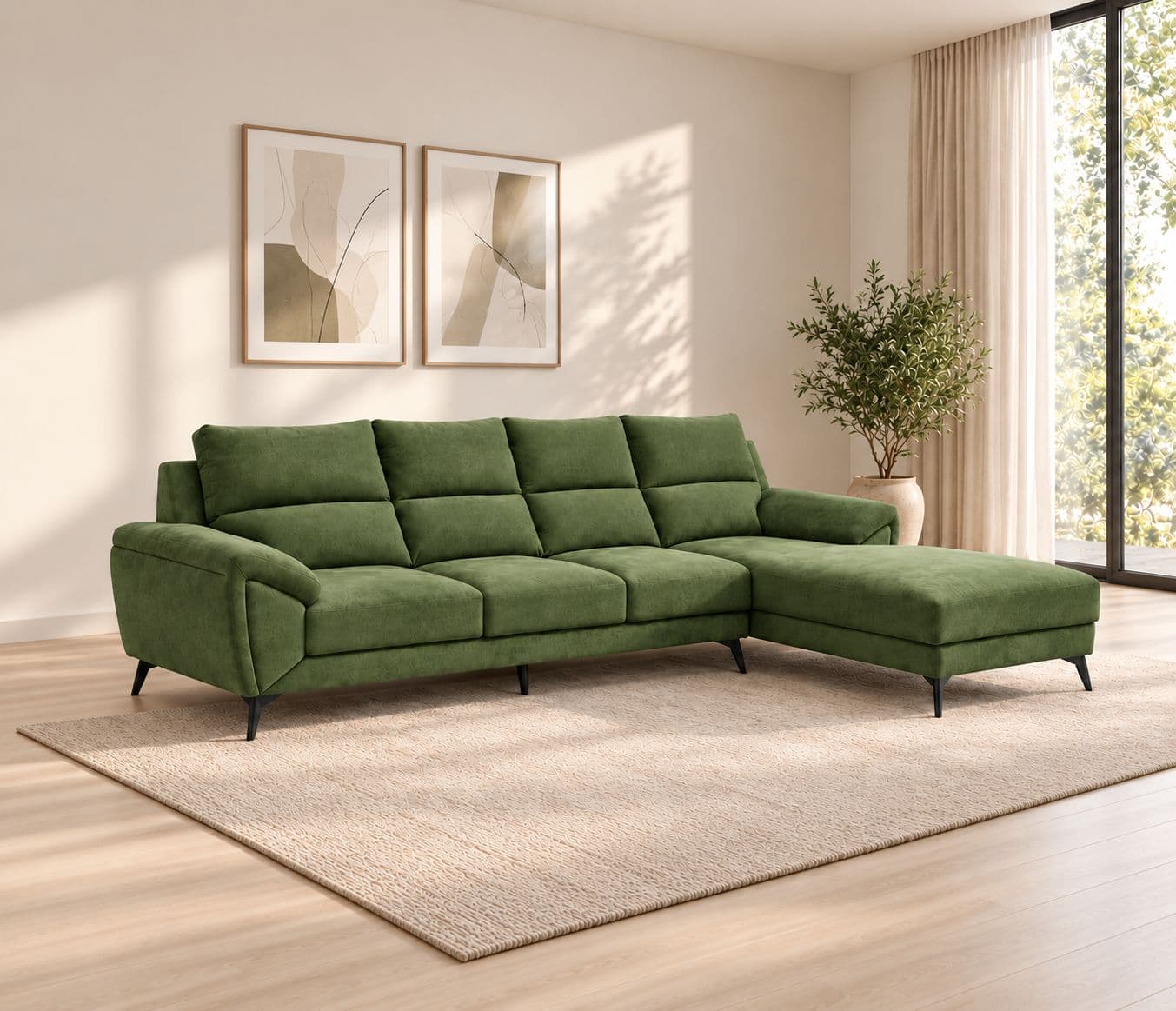 Image 1 for Verde 3+Lounger With Cotton linen Fabric (BTM OTD)