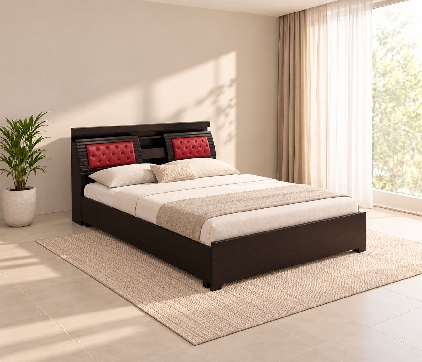Image 1 for Bahubali King Sized Bed with Bed Box and Drawer Storage (Block Board, Brown)(EC)(WF)(BS-BTM)(BS- BSK)(KORA)