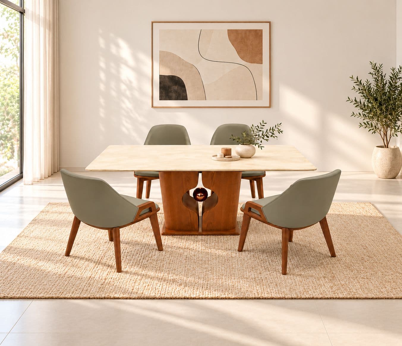 Dining Table Marble Top SY09+Base 656+DC 2136 1+6 Seater (HYD OTD)