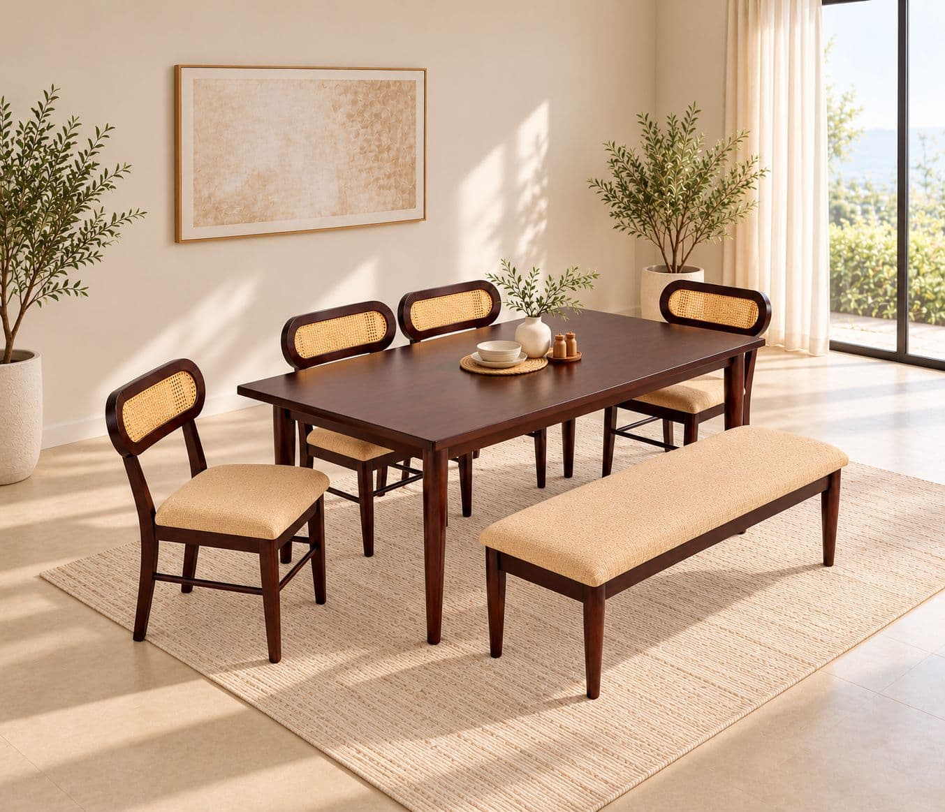 Catalog Dining Table 1+4+B With Wood (WH)