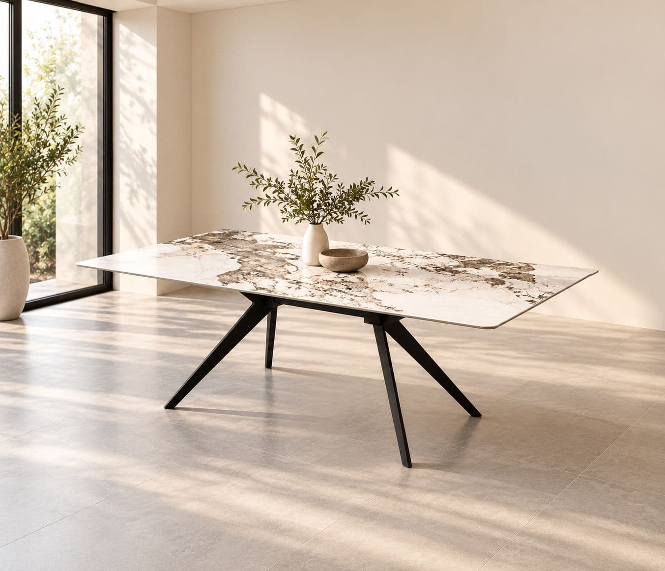 Dining Table C127- Marble Top With Metal Base