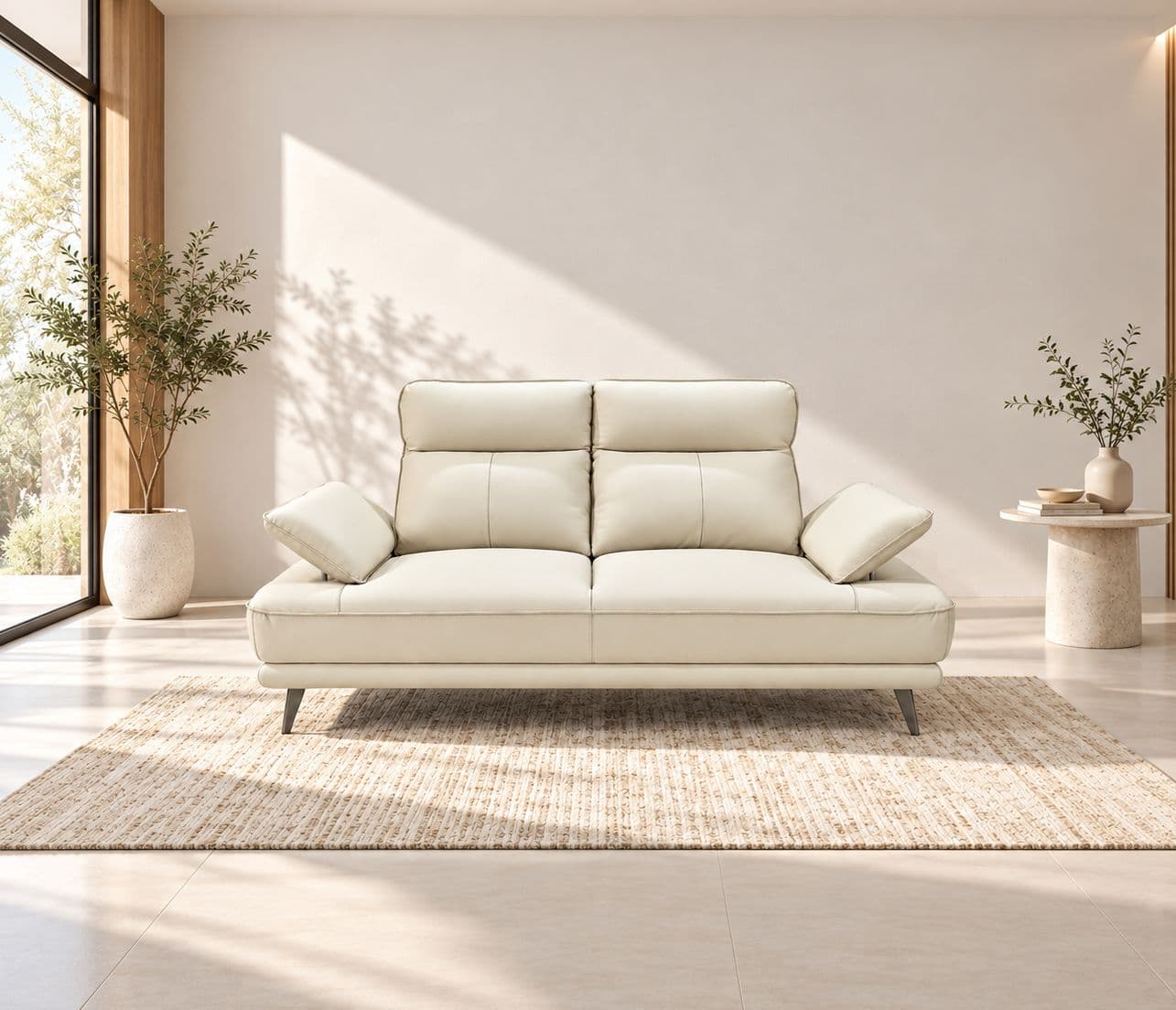 Image 1 for ZM958 2 Seater Sofa Half Leather -2S-59124 Off White