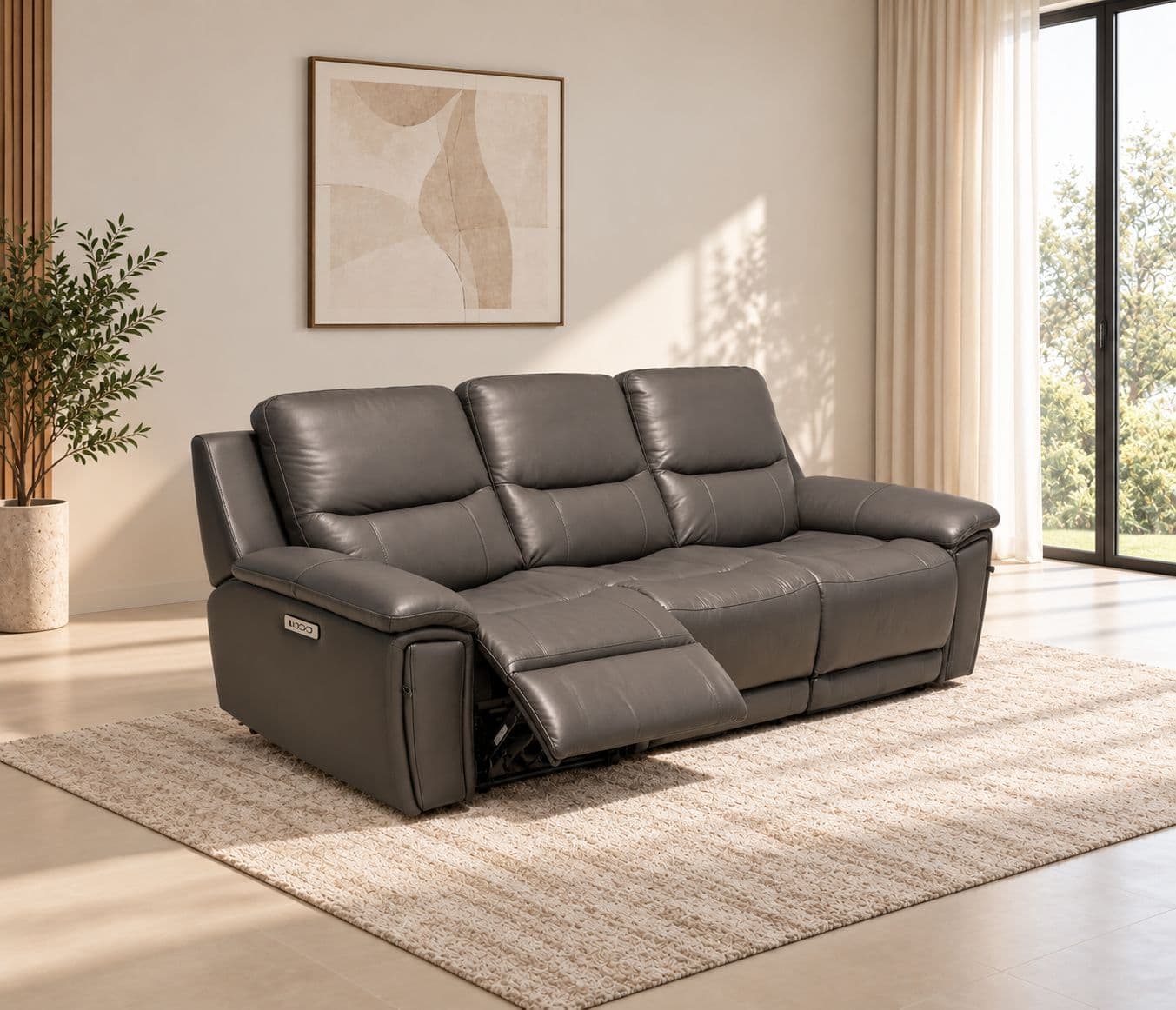 Manwah U71191M 3 Seater Dual Motor Recliner Body Touch Leather