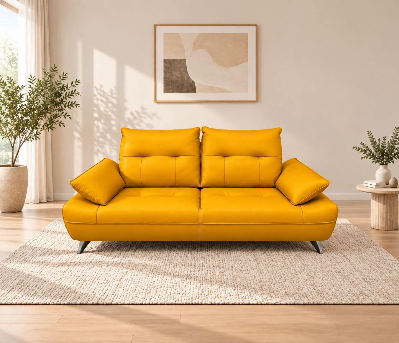 ZM973- Sofa 2 Seater-YH29 Static Body Touch Leather Pine Wood Frames With Metal Legs