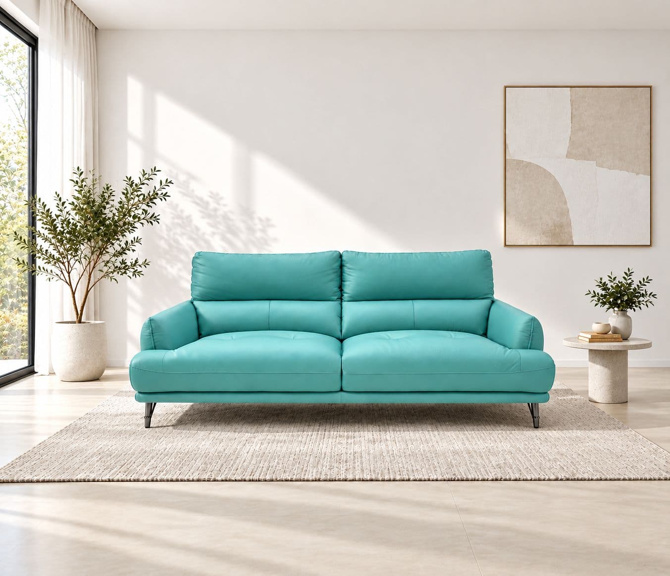 ZM977-Sofa 3 Seater Static -ZY-01 Green Half Leather (WH)