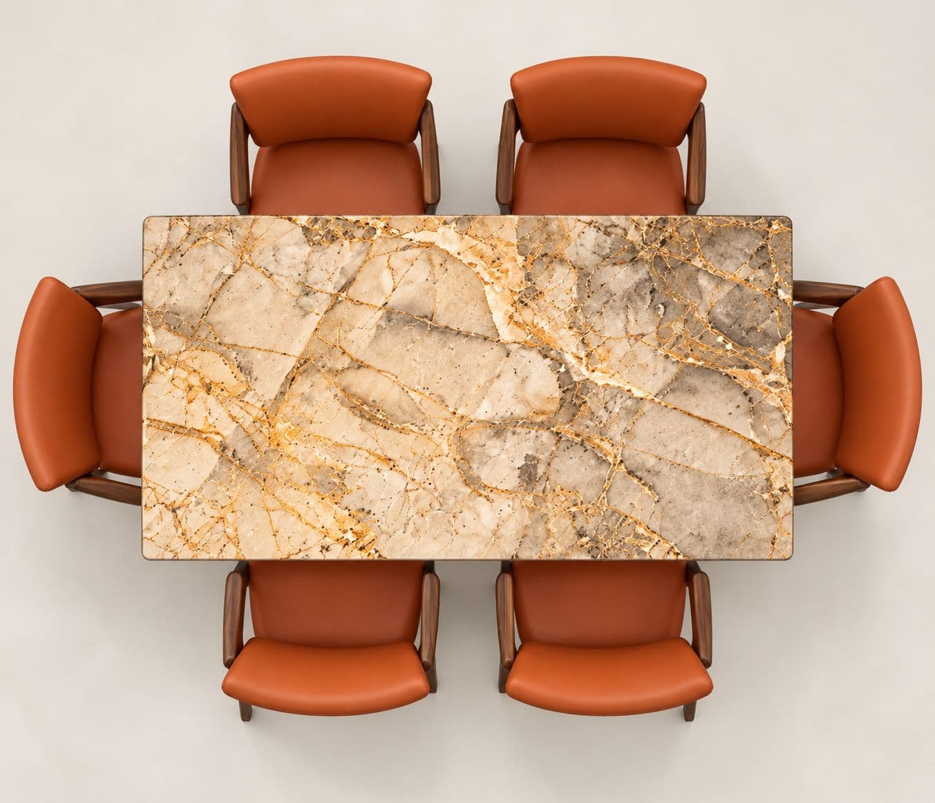 Image 4 for Dining Table 1+6 Seater Trio / DC 32 / Cogo Marble Top Ash Wood With Metal Grip Base 66*36 (BS-WF)