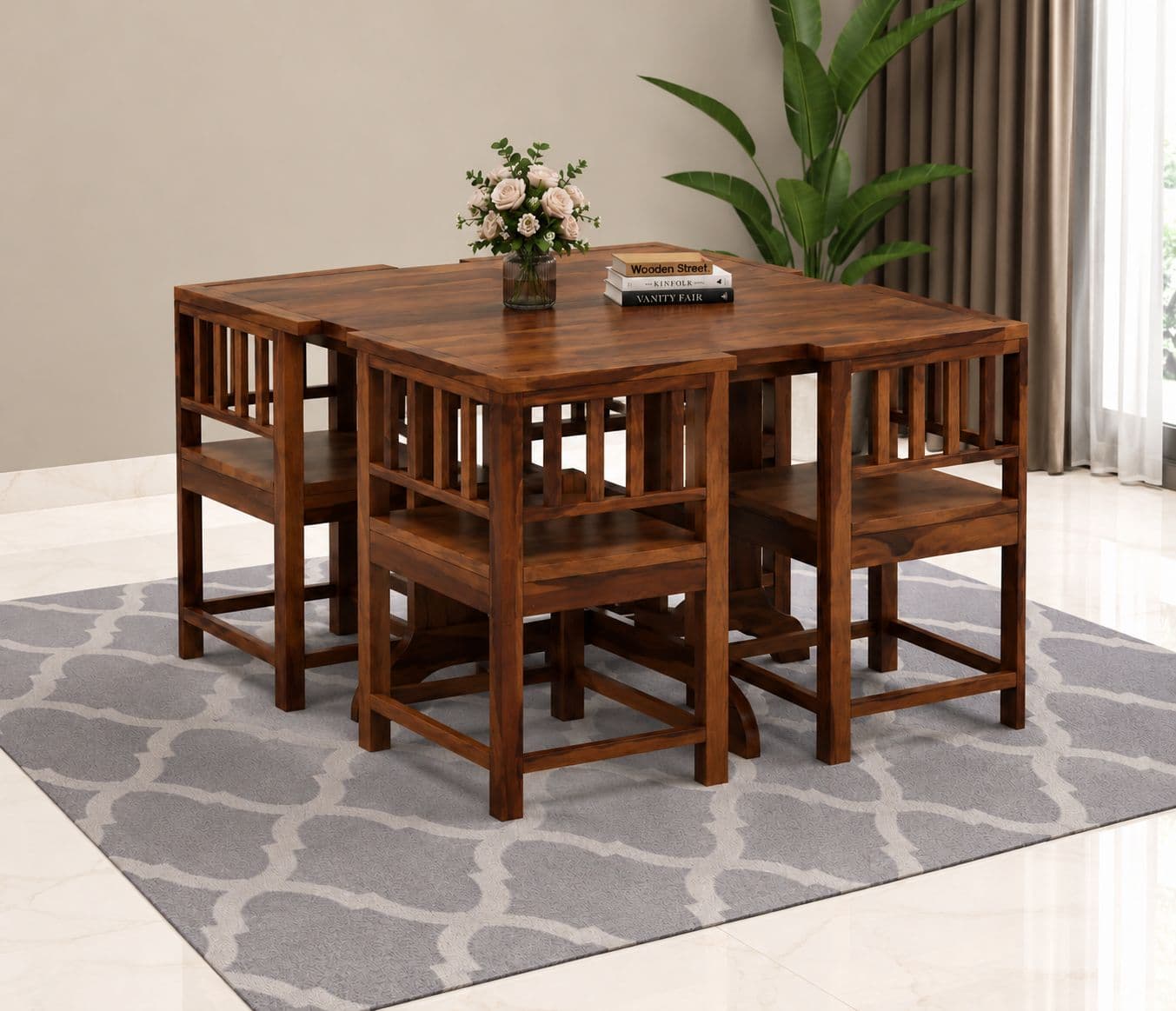 Image 1 for Vitaly 4 Seater Dining Set with Solid Sheesham Wood