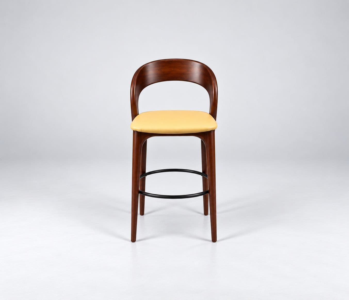 Image 5 for Bar Stool Chair Single Seater Curved Wooden Backrest With A Smooth Polished Finish Four Tapered Wooden Legs (HYD OTD)