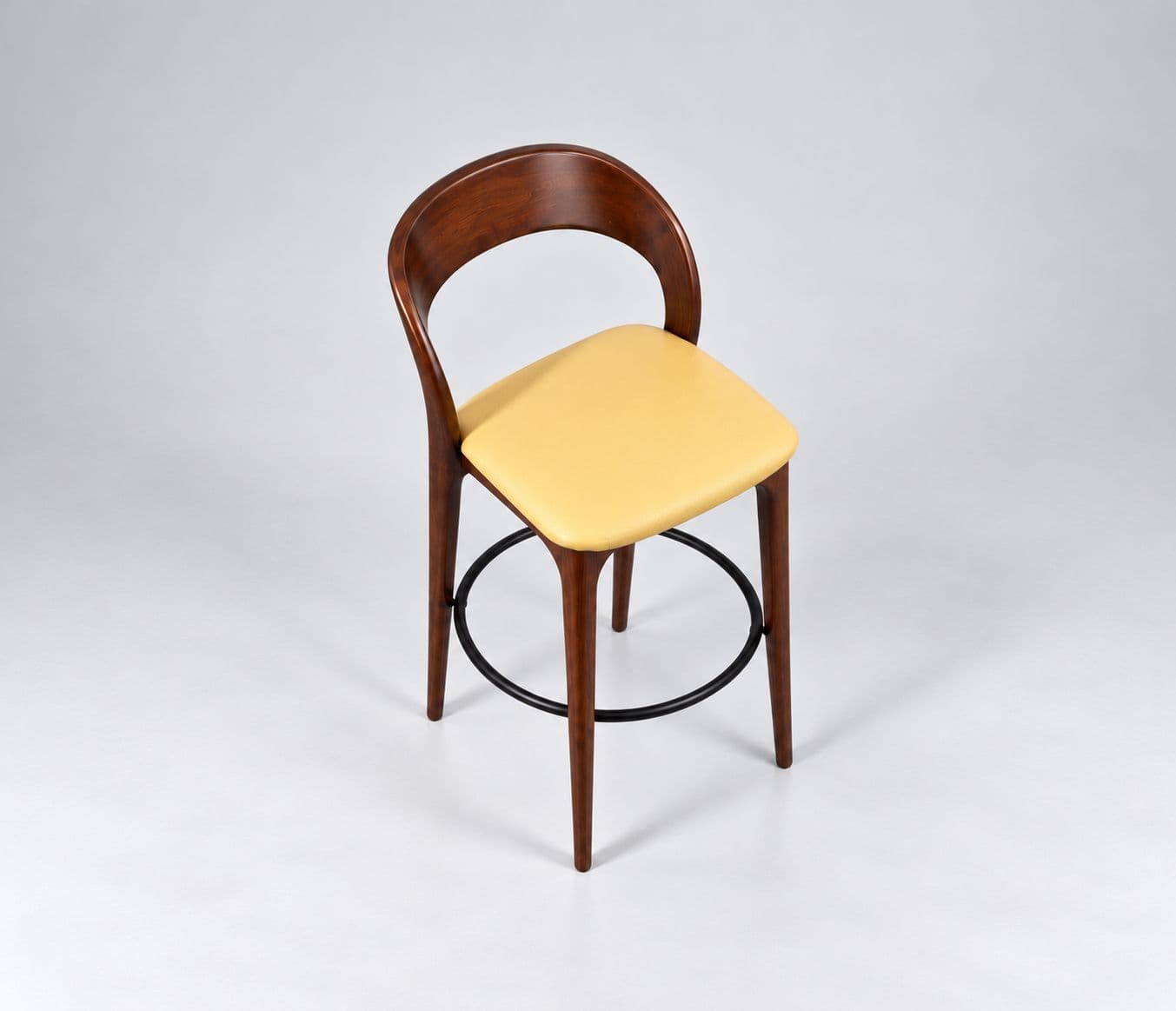 Image 6 for Bar Stool Chair Single Seater Curved Wooden Backrest With A Smooth Polished Finish Four Tapered Wooden Legs (HYD OTD)