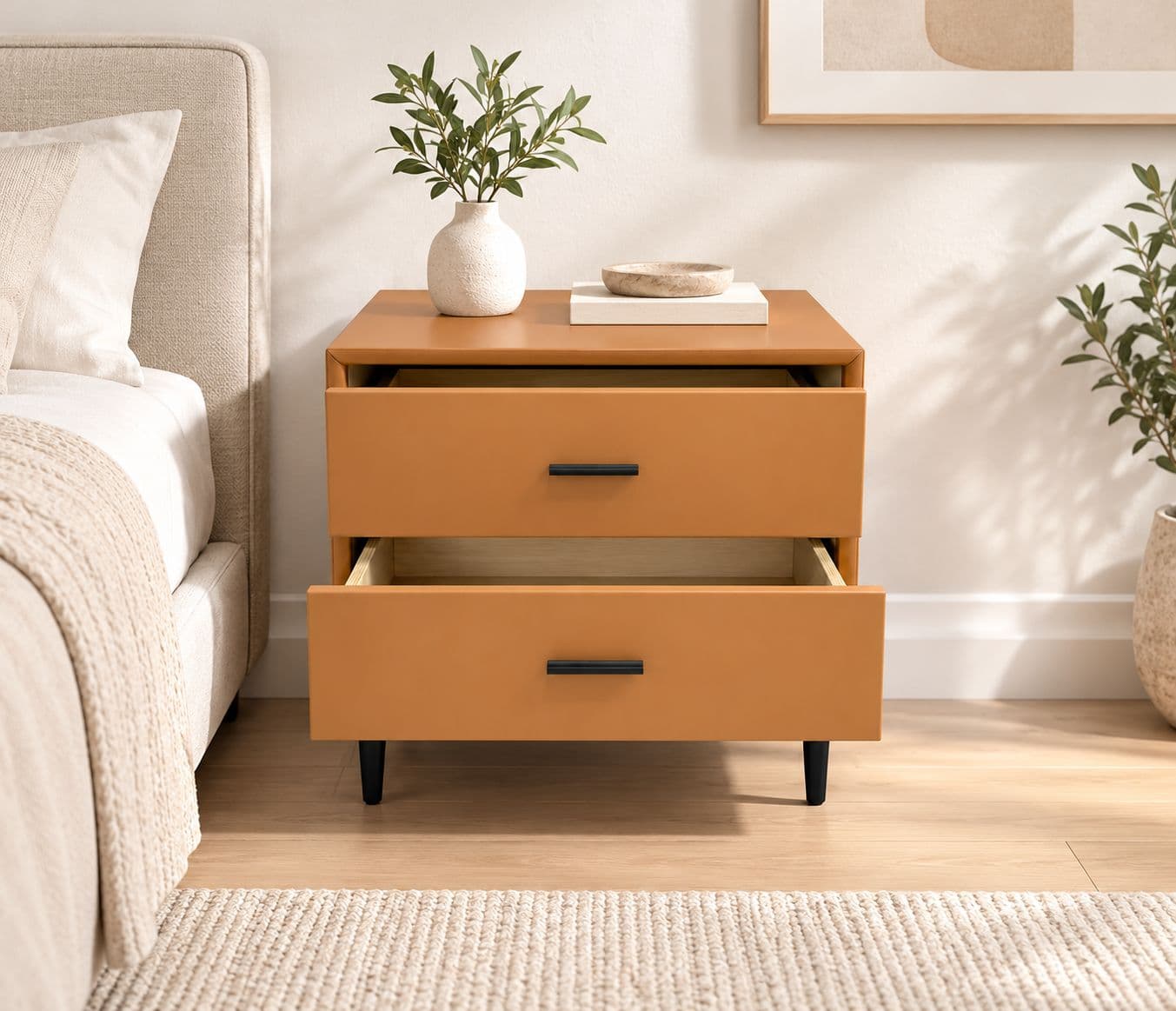 Image 1 for MRX002-Bed Side Table Night Stand Size 50X40X50 Meimei Lechi#82 (D-WH)
