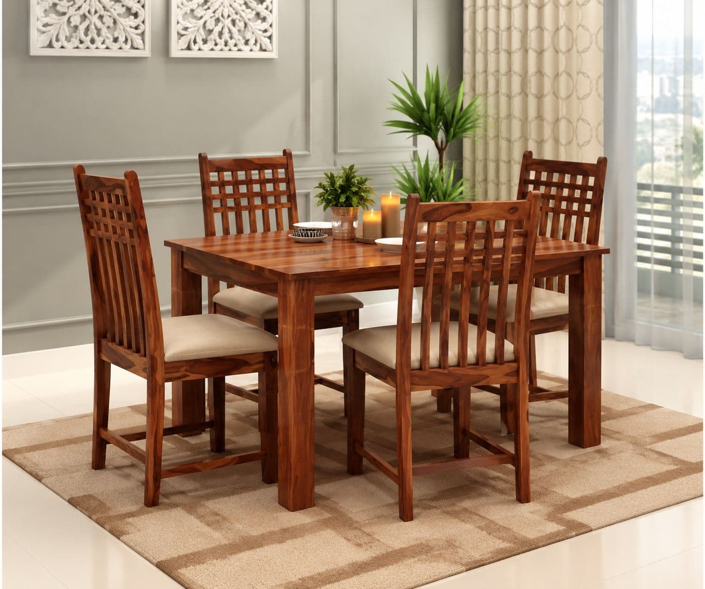 Image 1 for MHDT 4 Seater Dining Set Honey (EC)