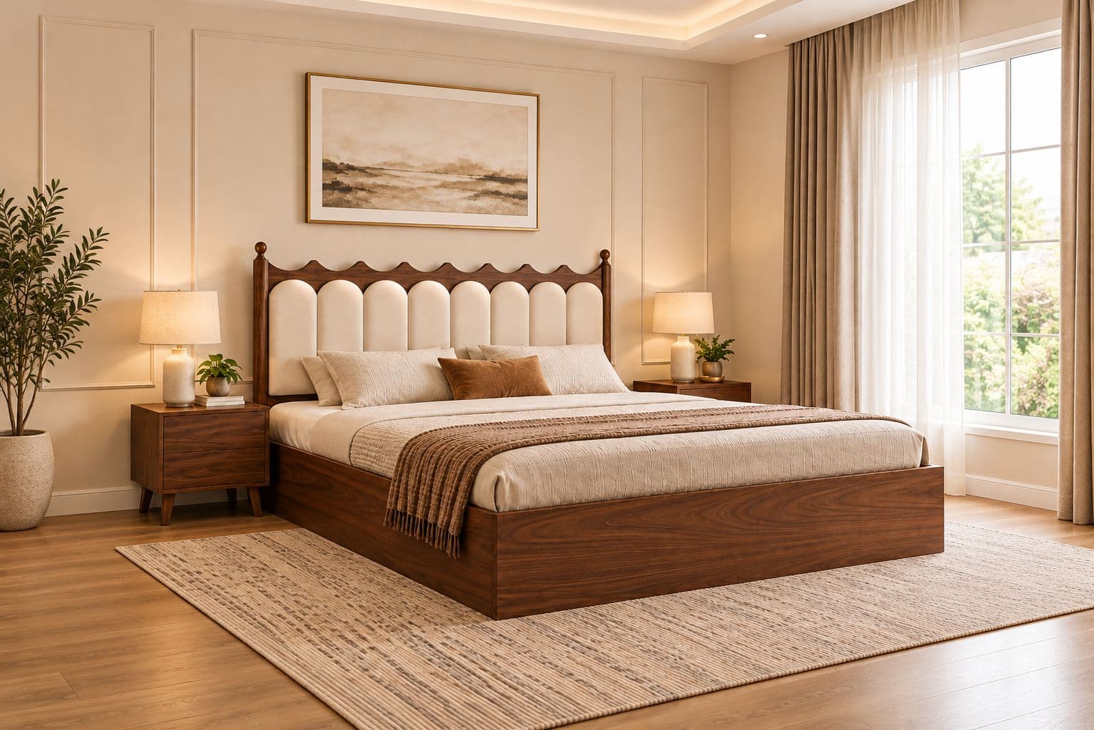 Vienna Hydraulic Bed-King Sheesham Wood (WI)