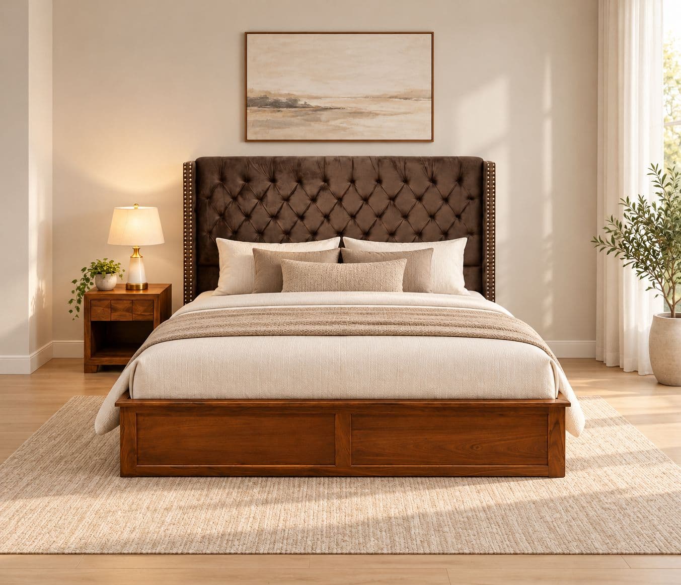 Image 3 for Imperium Sienna King Size 78x72 With Box Storage Teak wood (WF)
