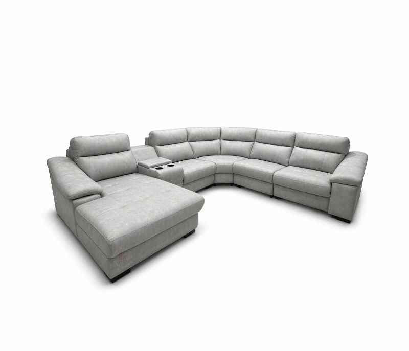 Image 4 for Nottingham Sofa 2+C+1+Console+Longer (With One Recliner ) Suede Fabric (SKN)