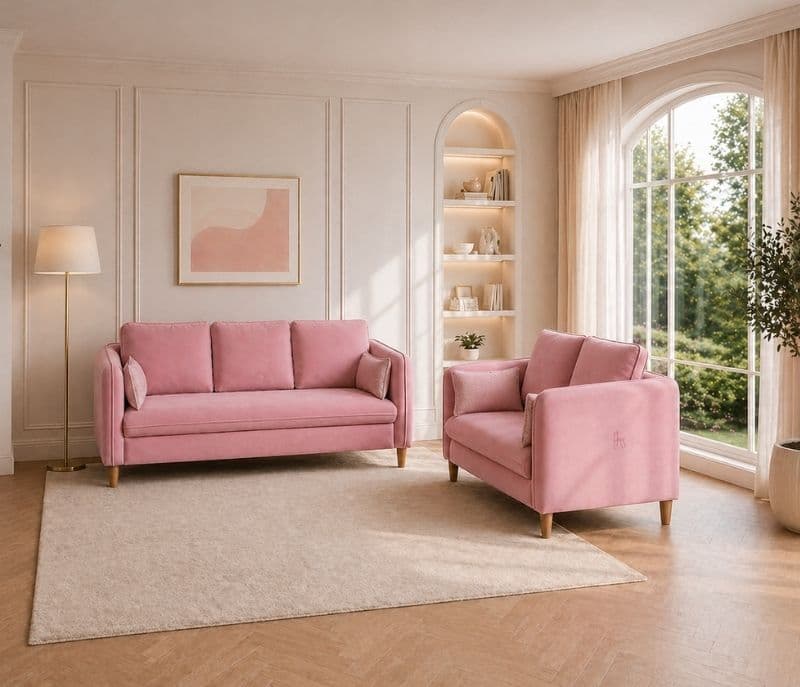 Easy Living Sofa 3+2 Seater Velvet Fabric (WH)