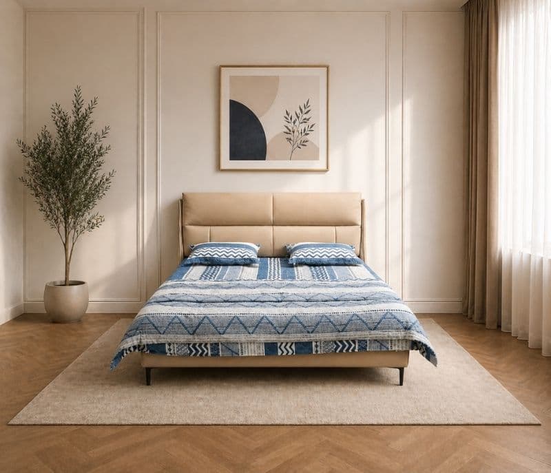 Image 2 for 2382 King Size Bed Without Storage Leather Upholstered Bed And Pine Wood Frame