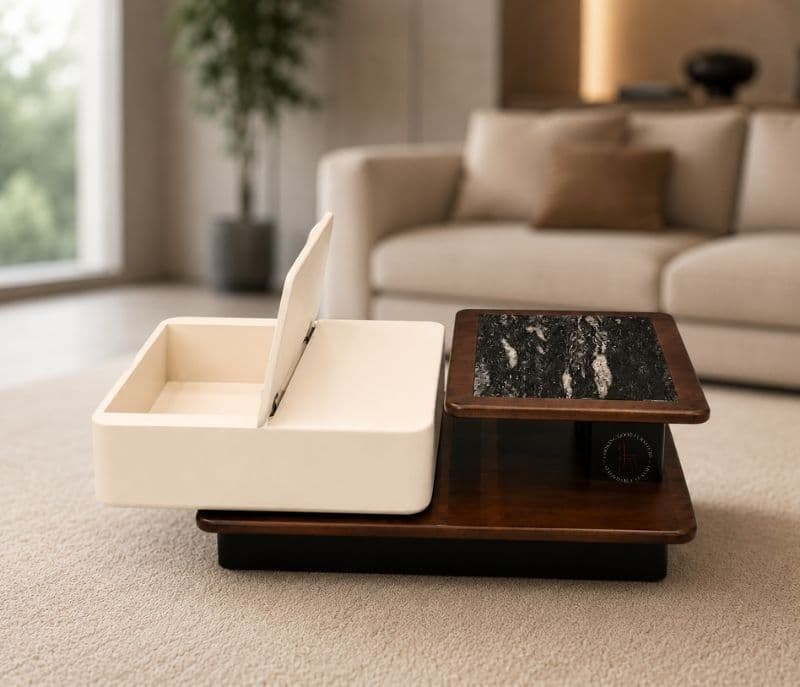 Image 3 for Centre Table F59 Wood & Marble Top (CP)