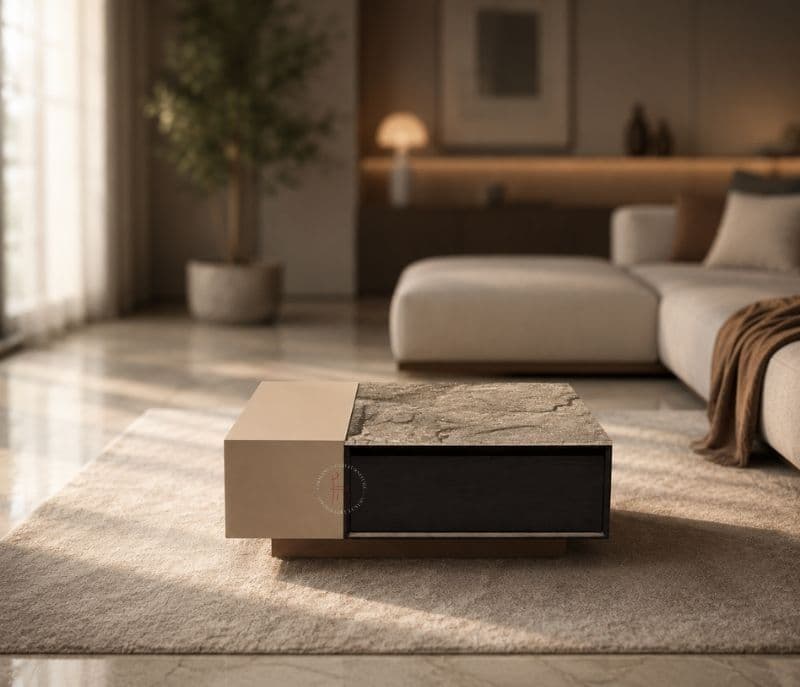 Image 3 for Centre Table - F62 Marble With Wood (CP)
