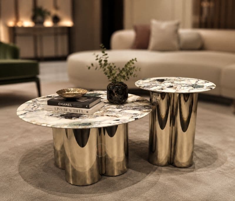 Image 1 for Centre Table - T03 Marble Top Metal Base