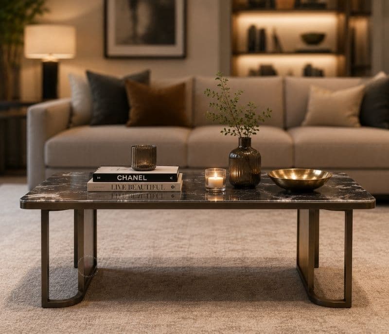 Image 1 for Center Table-A 806 Marble Top Metal Base