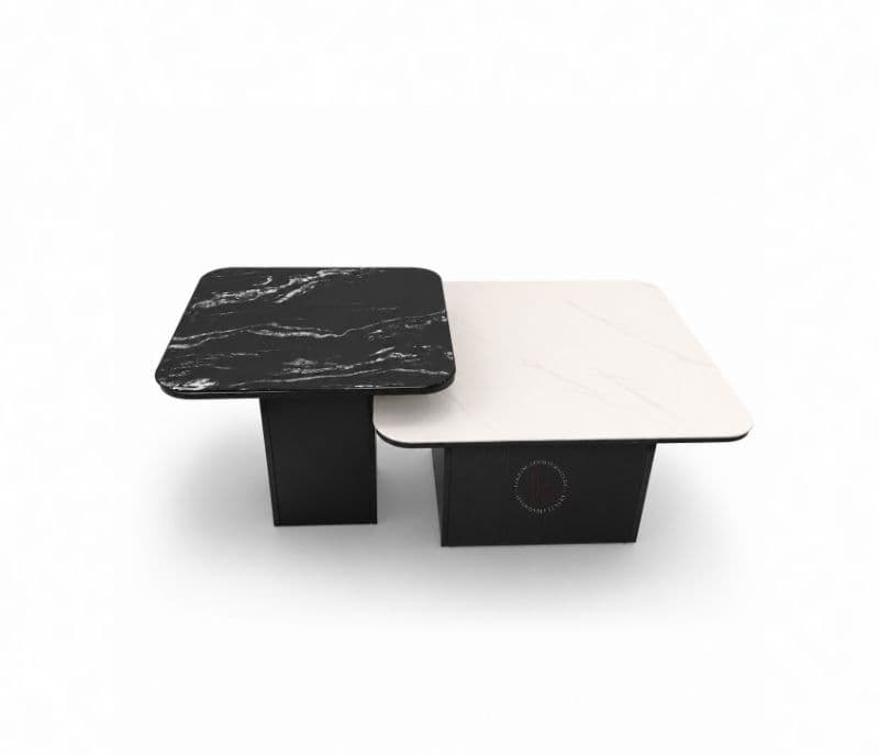 Image 4 for Center Table- 801 Set of 2 nos Marble Top Wooden Base (WH)