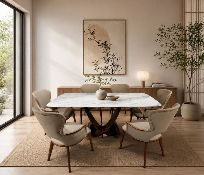 Image 1 for Dining Table B08/A68/8022 Dining Chair 1+6 Seater Marble Top