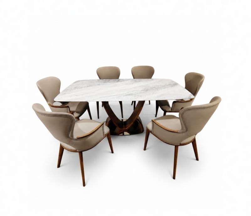 Image 4 for Dining Table B08/A68/8022 Dining Chair 1+6 Seater Marble Top