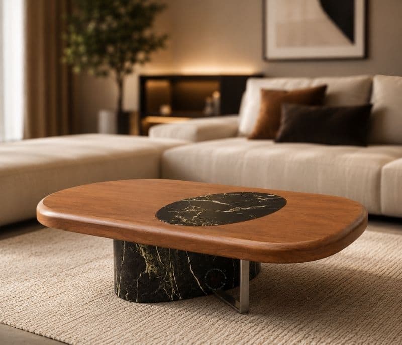 Image 1 for A632 Centre Table Wood , Marble , Steel base