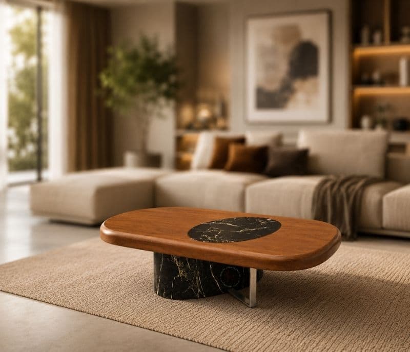 Image 3 for A632 Centre Table Wood , Marble , Steel base